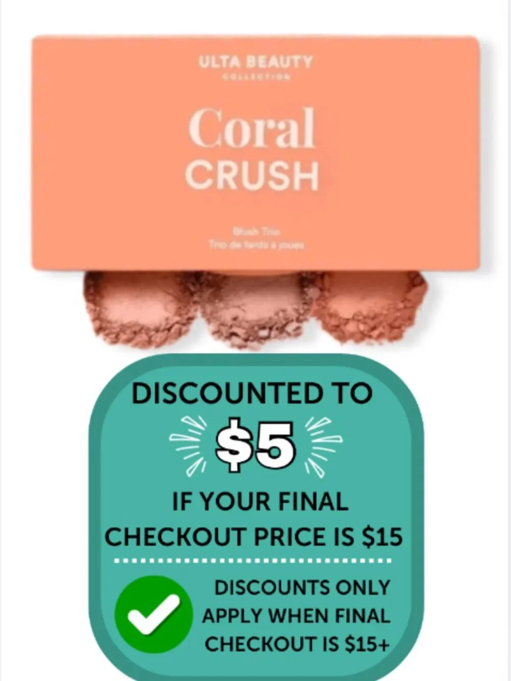 $5 When Bundled with $10-Ulta Beauty Blush Trio Coral Crush